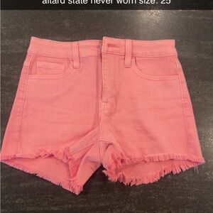 Pink Frayed Hem Women's Shorts